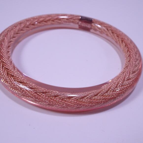 Pono by Joan Goodman Metallic Braided Lucite Bangle Bracelet NWOT 225 PINK - Picture 5 of 6
